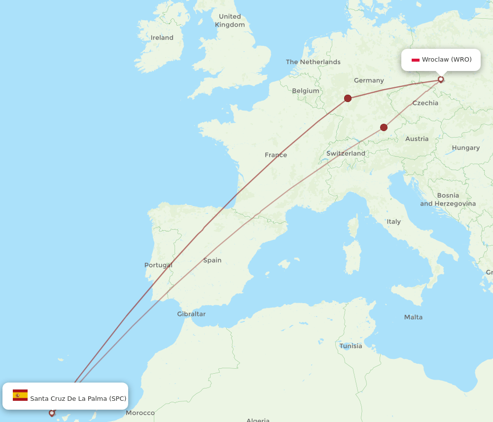 SPC-WRO flight routes