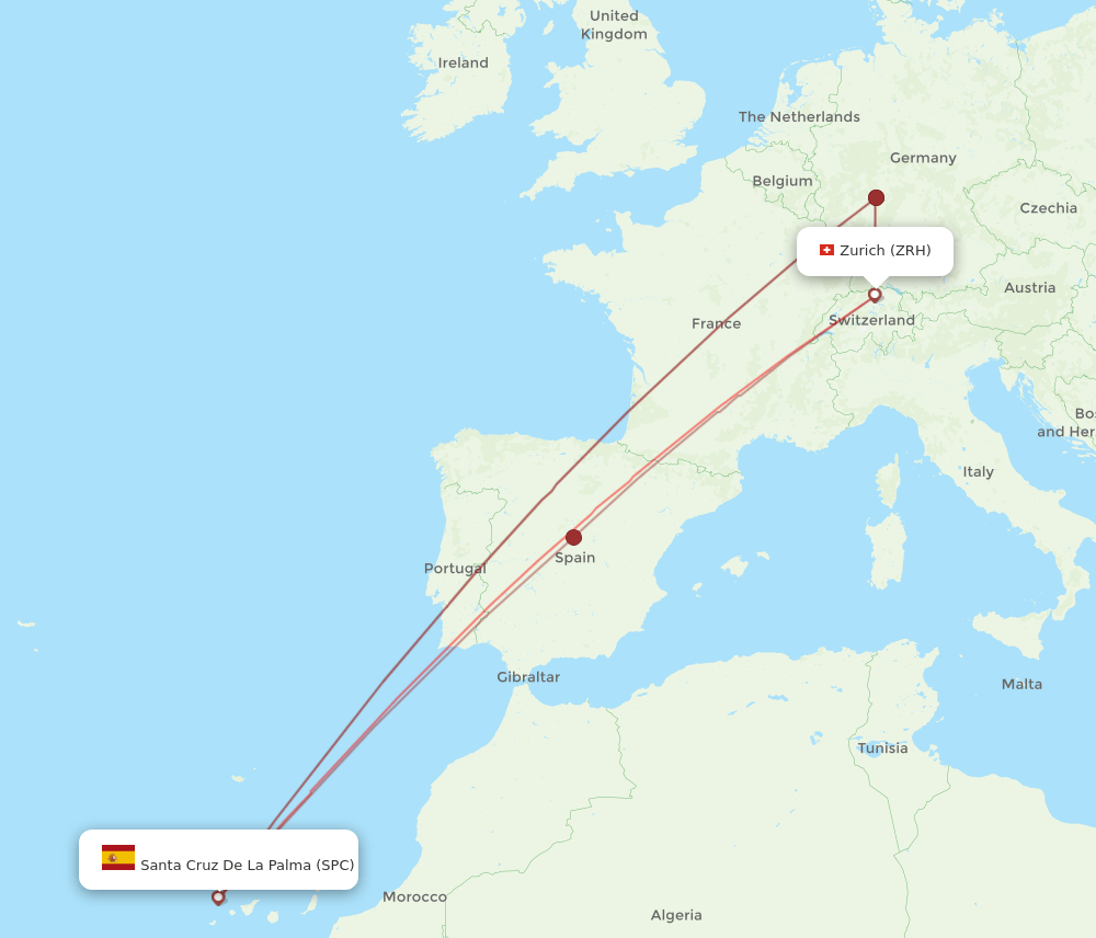 SPC to ZRH flights and routes map