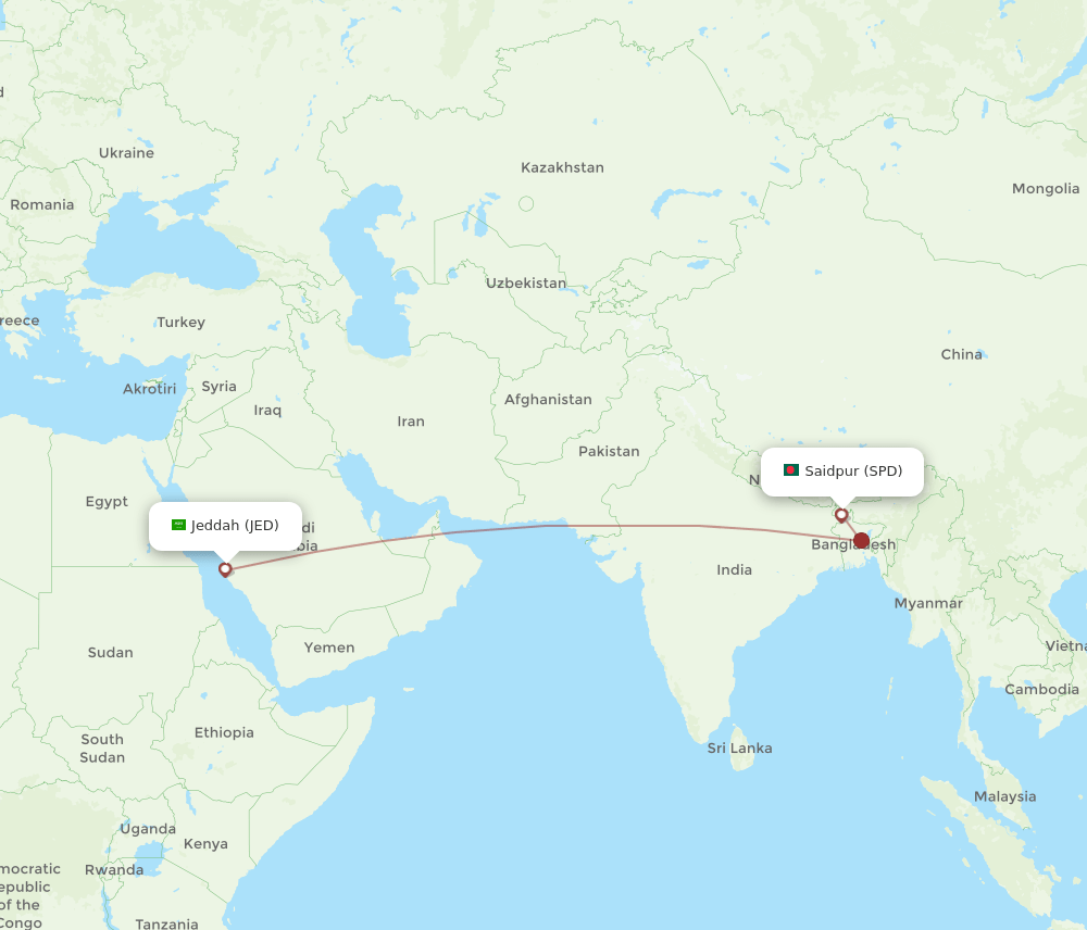 SPD-JED flight routes