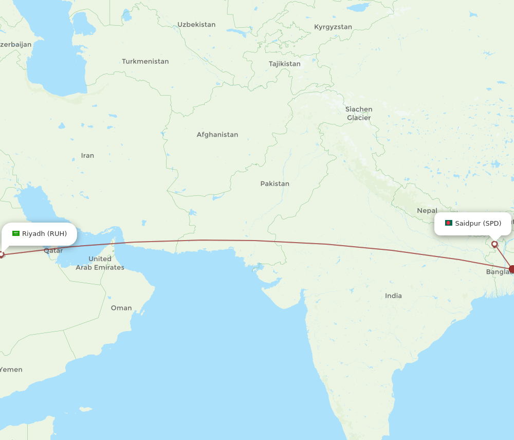 SPD-RUH flight routes