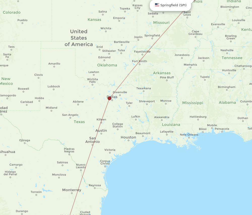 SPI to BJX flights and routes map