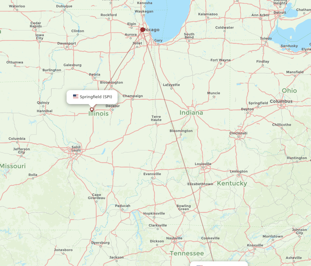 SPI-CHA flight routes
