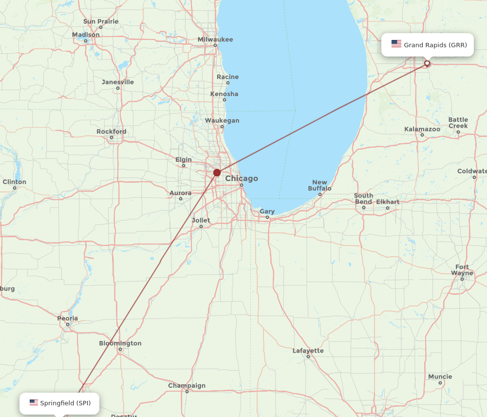 SPI to GRR flights and routes map