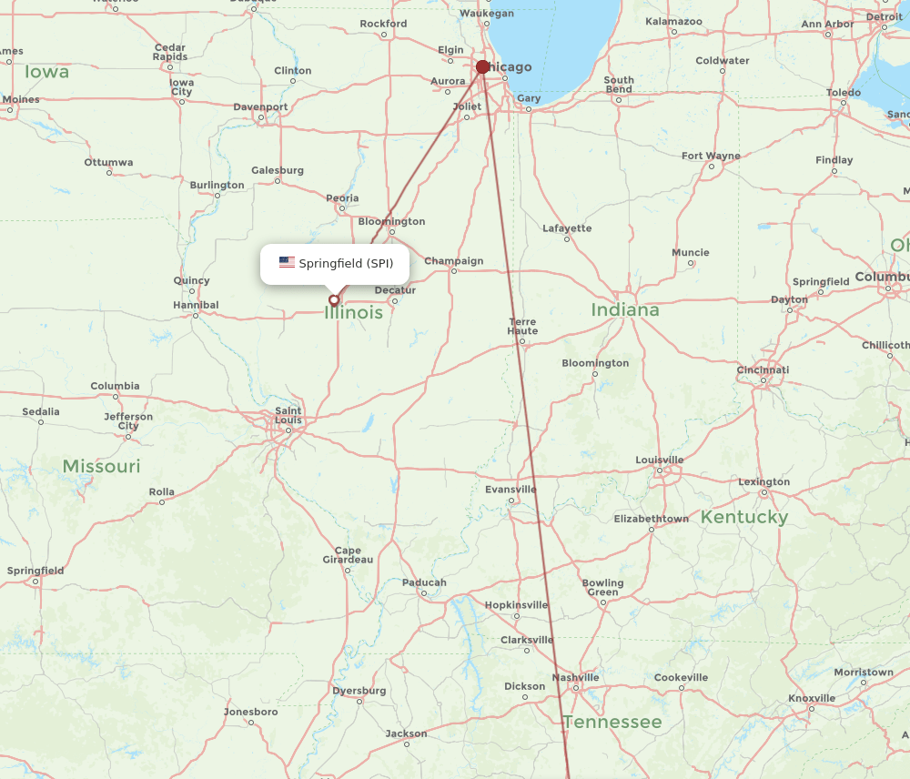 SPI to HSV flights and routes map