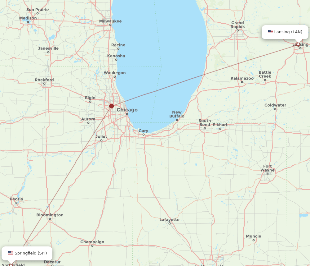 SPI-LAN flight routes