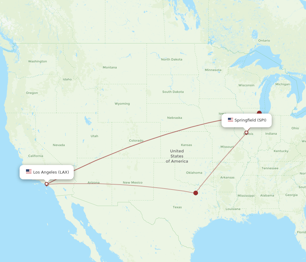 SPI-LAX flight routes