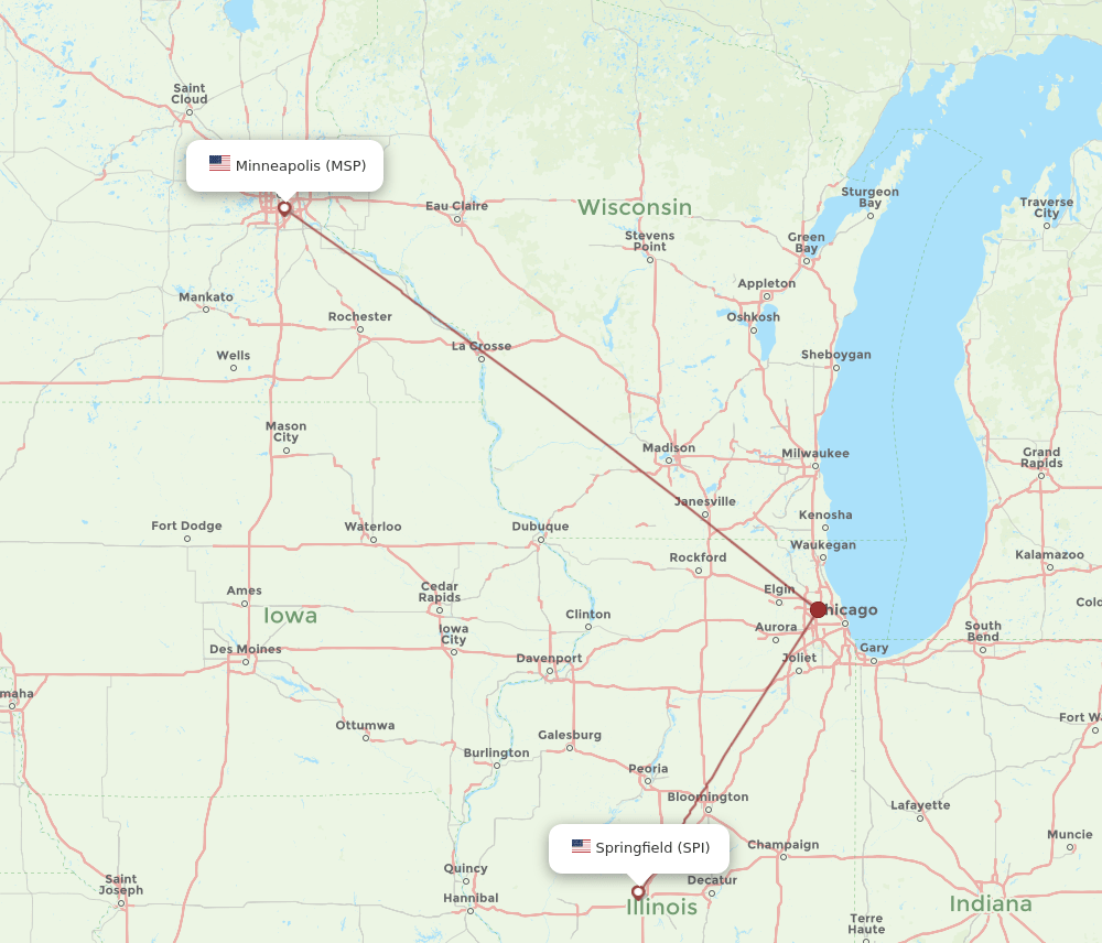 SPI-MSP flight routes
