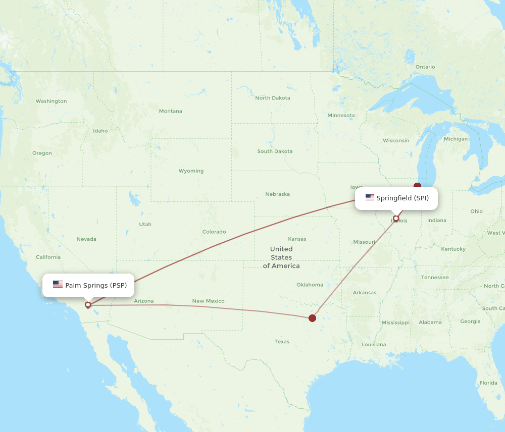 SPI to PSP flights and routes map