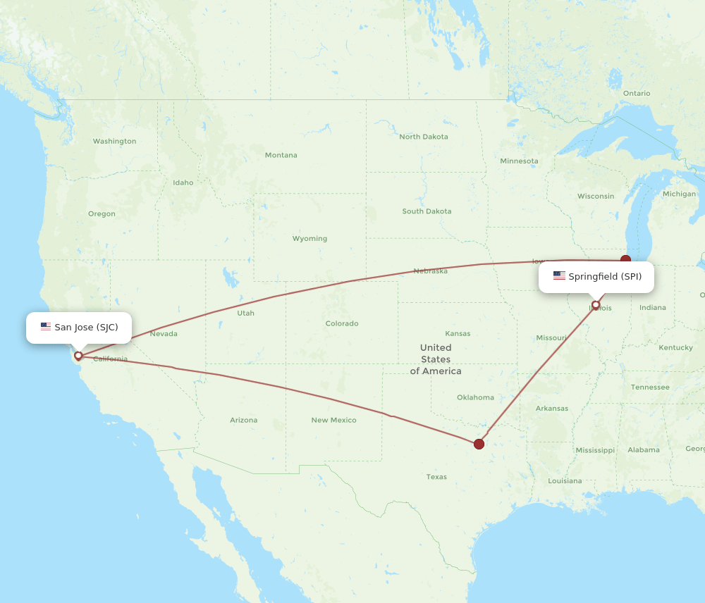 SPI-SJC flight routes