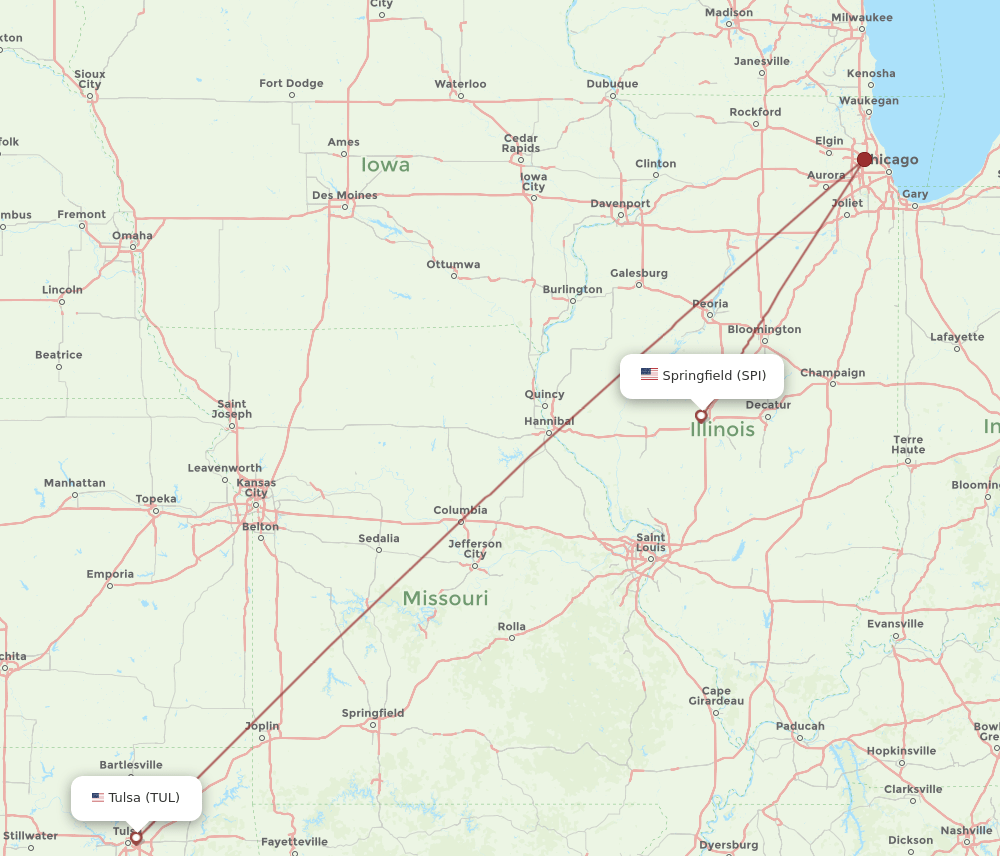 SPI-TUL flight routes
