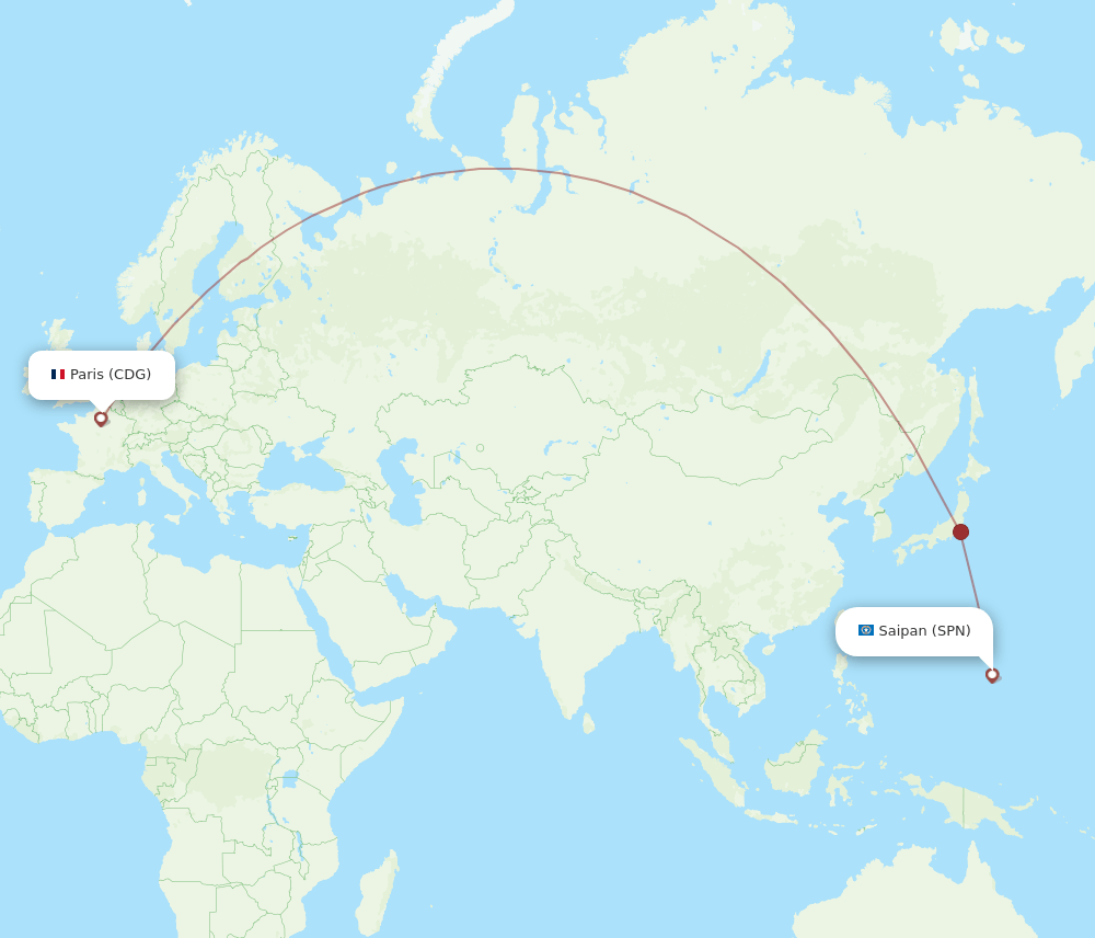SPN-CDG flight routes