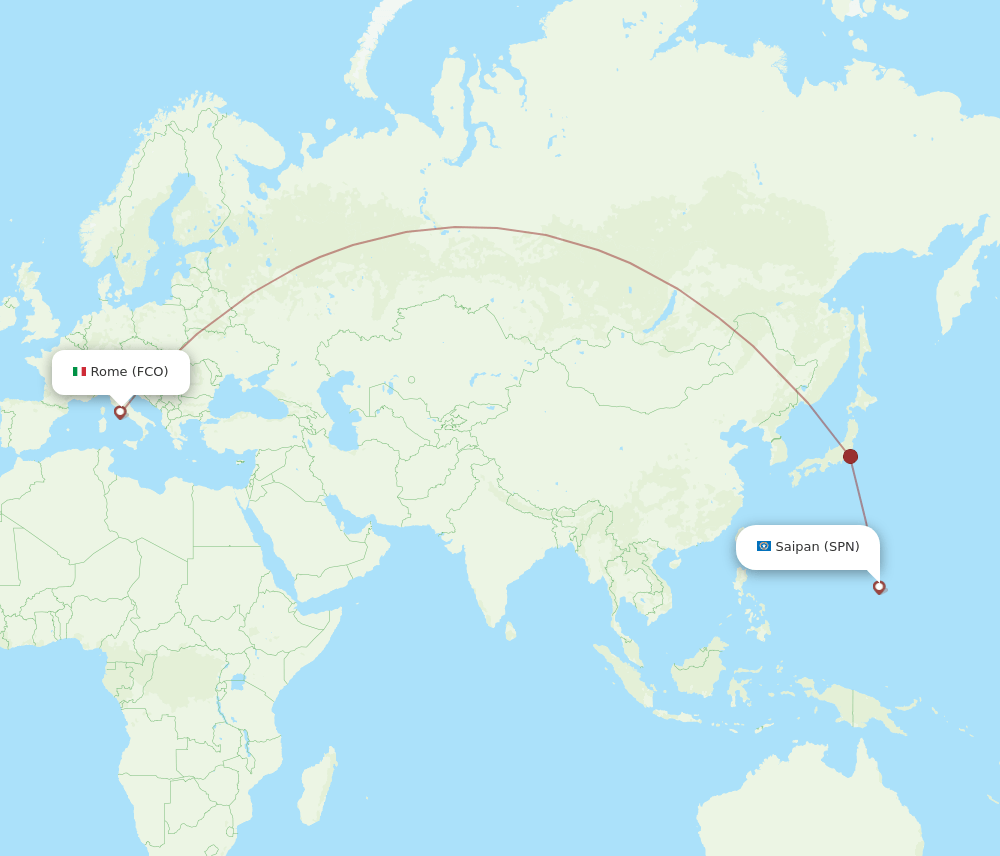 FCO to SPN flights and routes map