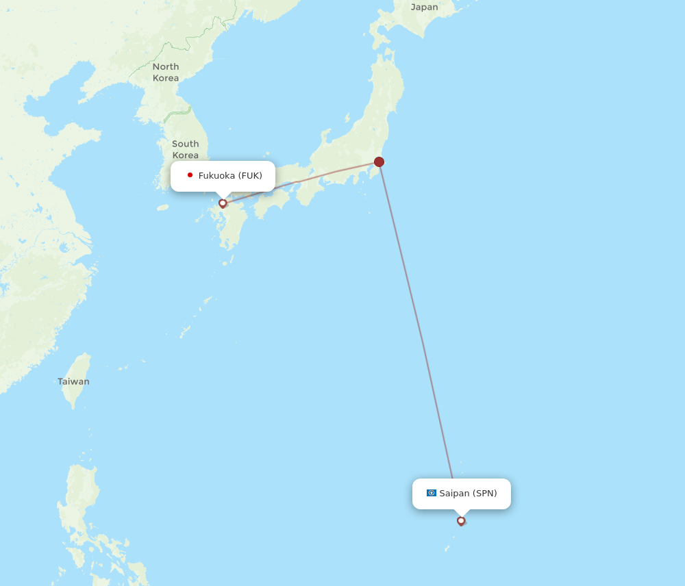 SPN-FUK flight routes