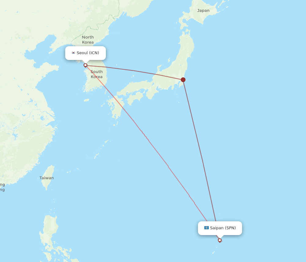 SPN-ICN flight routes