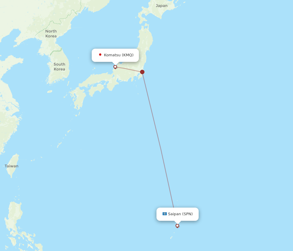 Komatsu - Saipan route map and flight paths