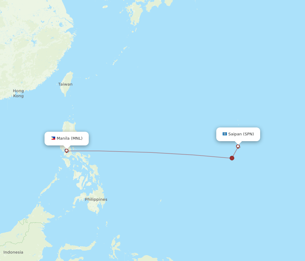 Saipan - Manila route map and flight paths