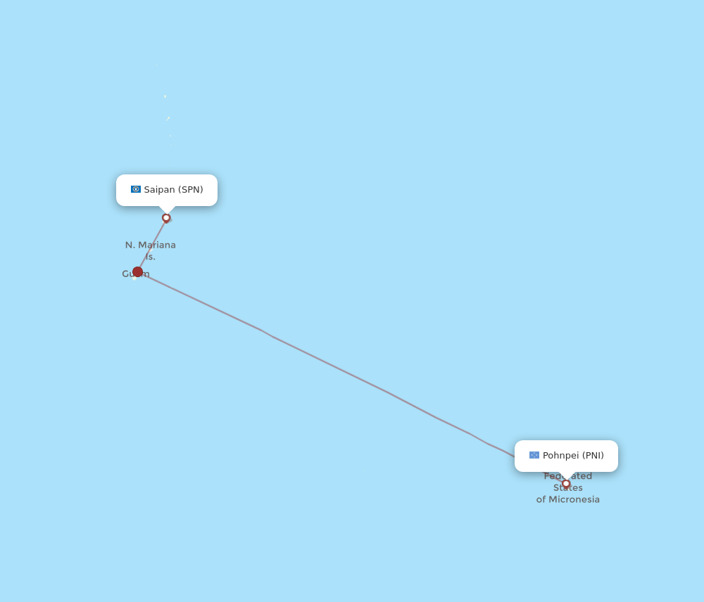 PNI to SPN flights and routes map