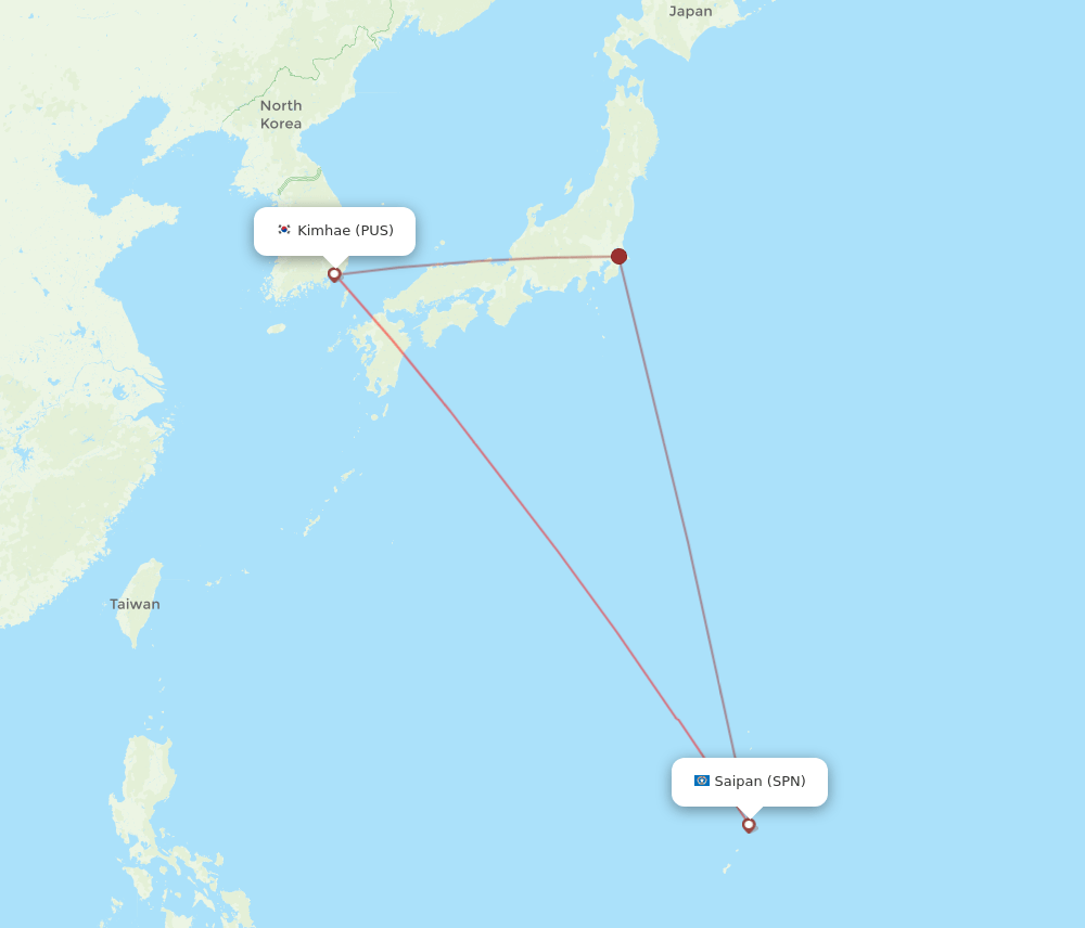 SPN to PUS flights and routes map