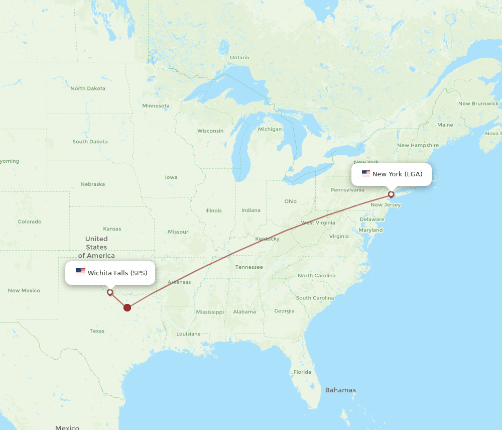 SPS-LGA flight routes