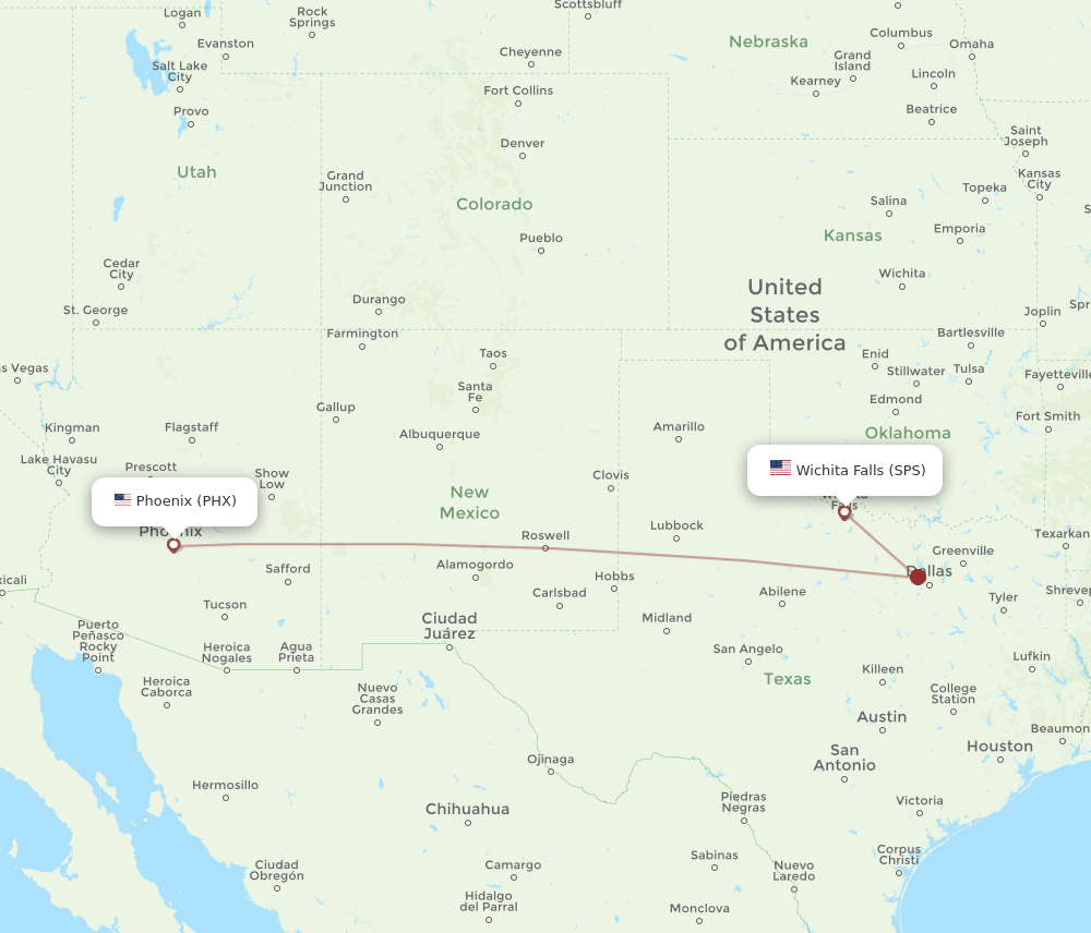 SPS-PHX flight routes