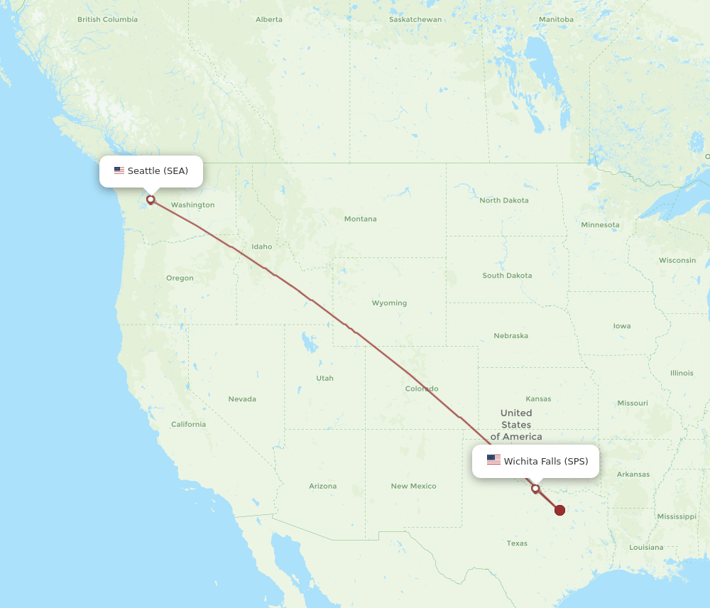 SPS to SEA flights and routes map