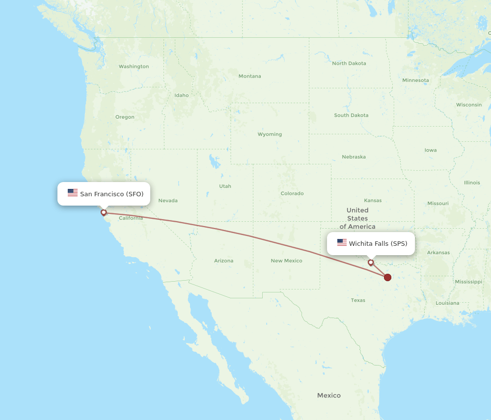 SPS-SFO flight routes