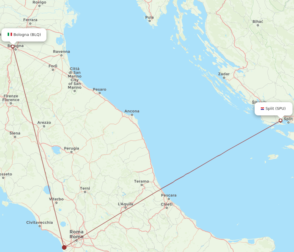 SPU-BLQ flight routes