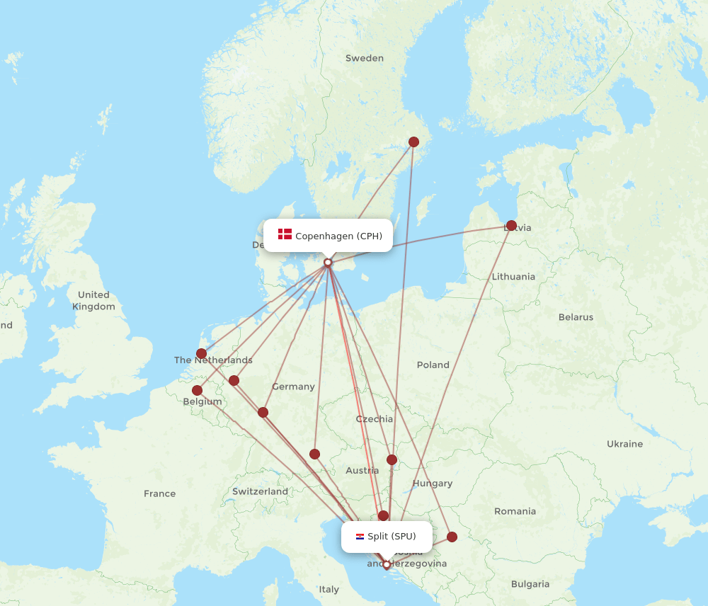 SPU-CPH flight routes