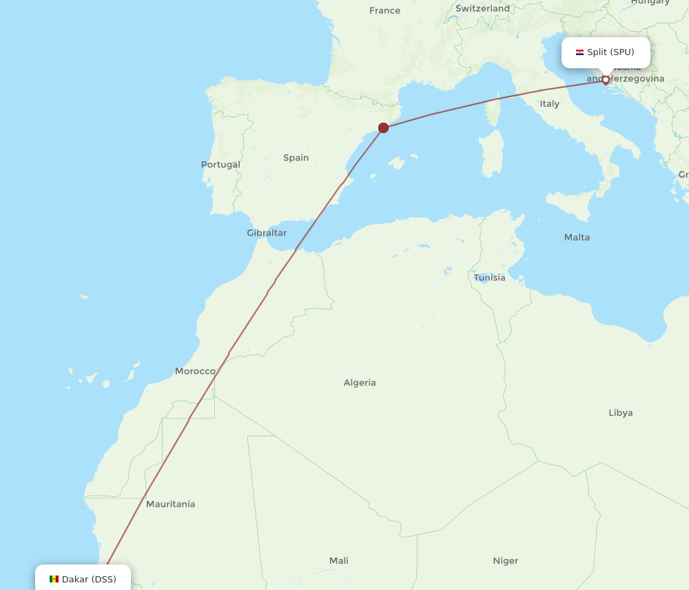 DSS to SPU flights and routes map