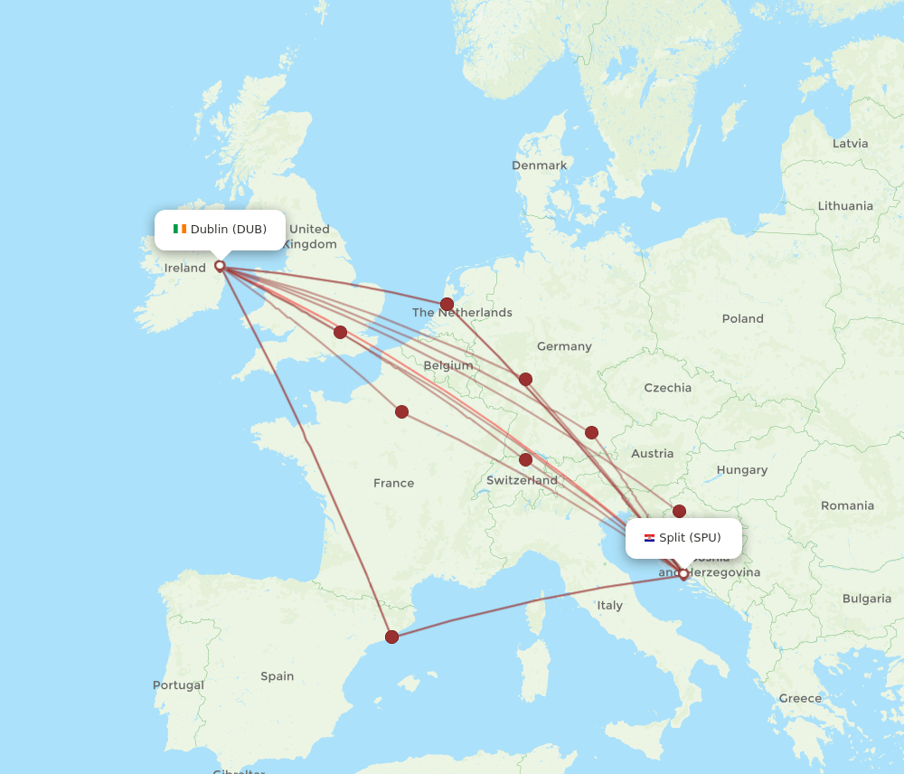 SPU-DUB flight routes