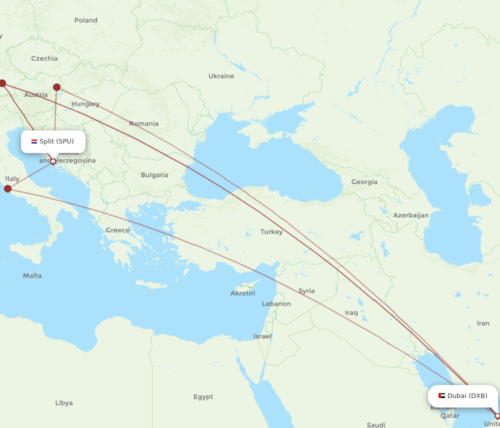 SPU-DXB flight routes
