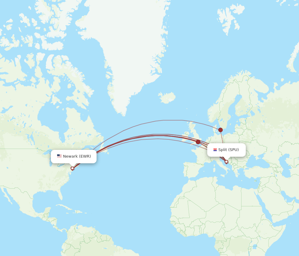 SPU-EWR flight routes