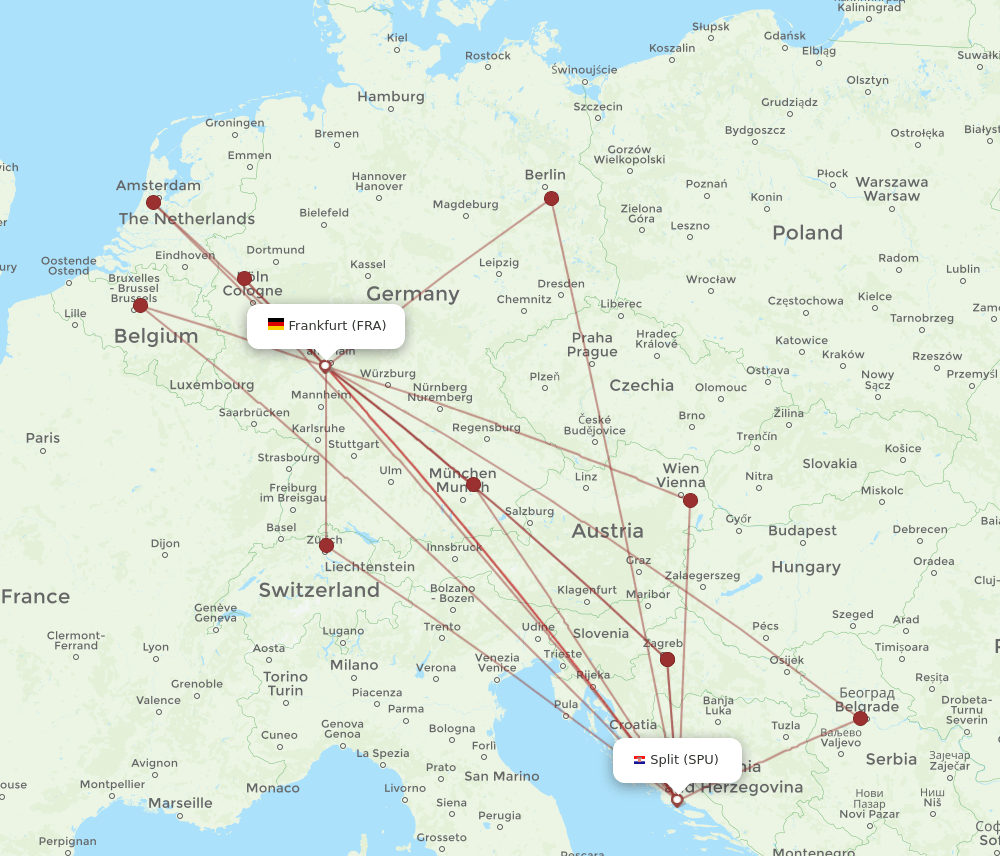 SPU-FRA flight routes