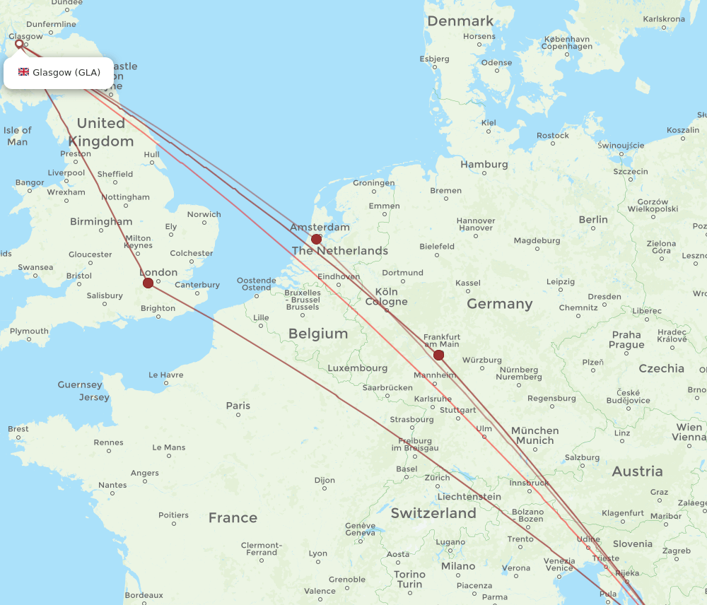 SPU-GLA flight routes