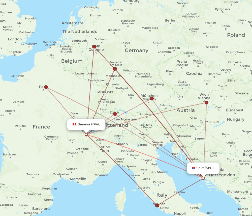 SPU-GVA flight routes