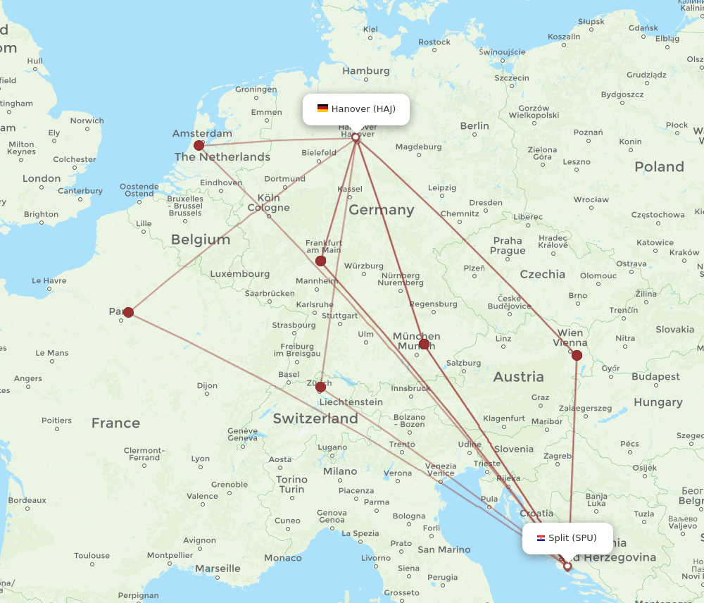 SPU-HAJ flight routes