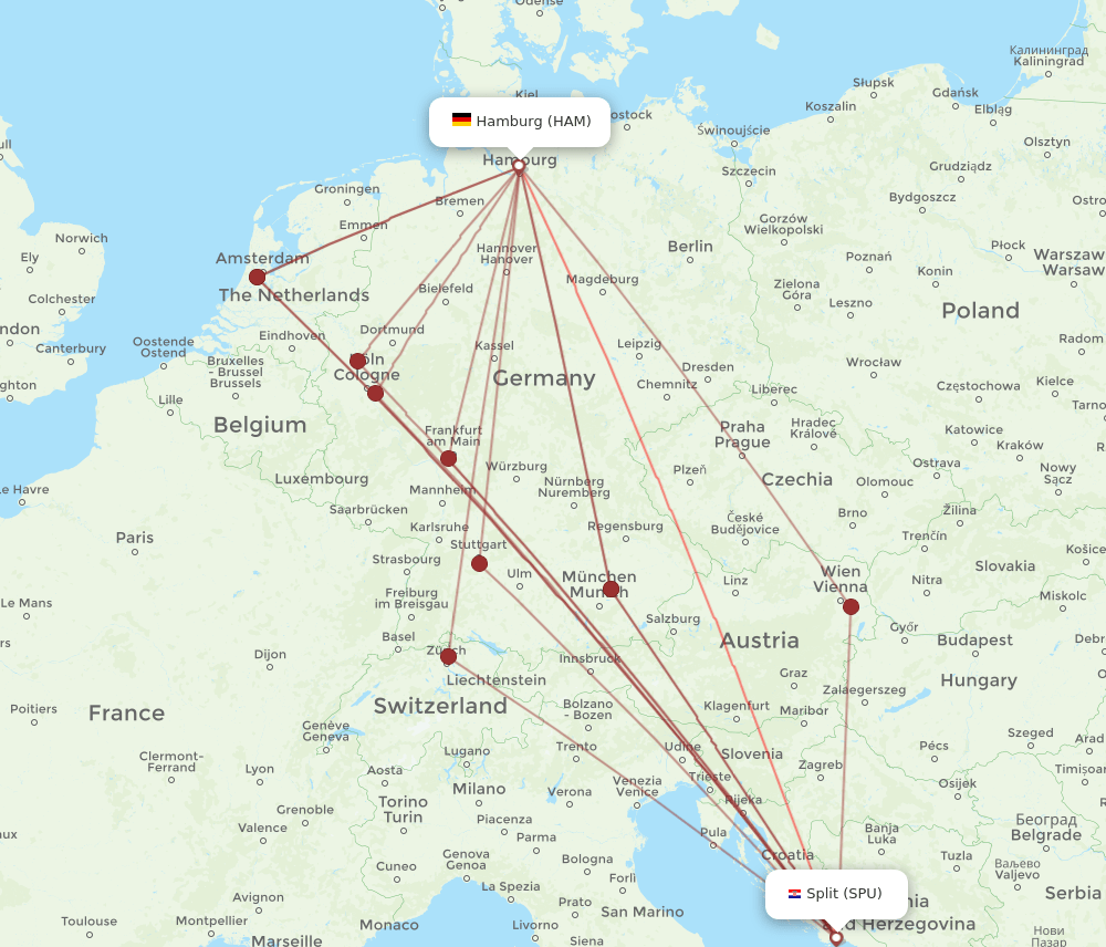 SPU-HAM flight routes