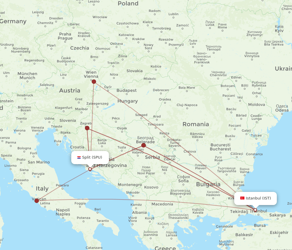 SPU-IST flight routes
