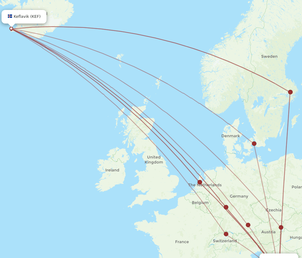 SPU-KEF flight routes