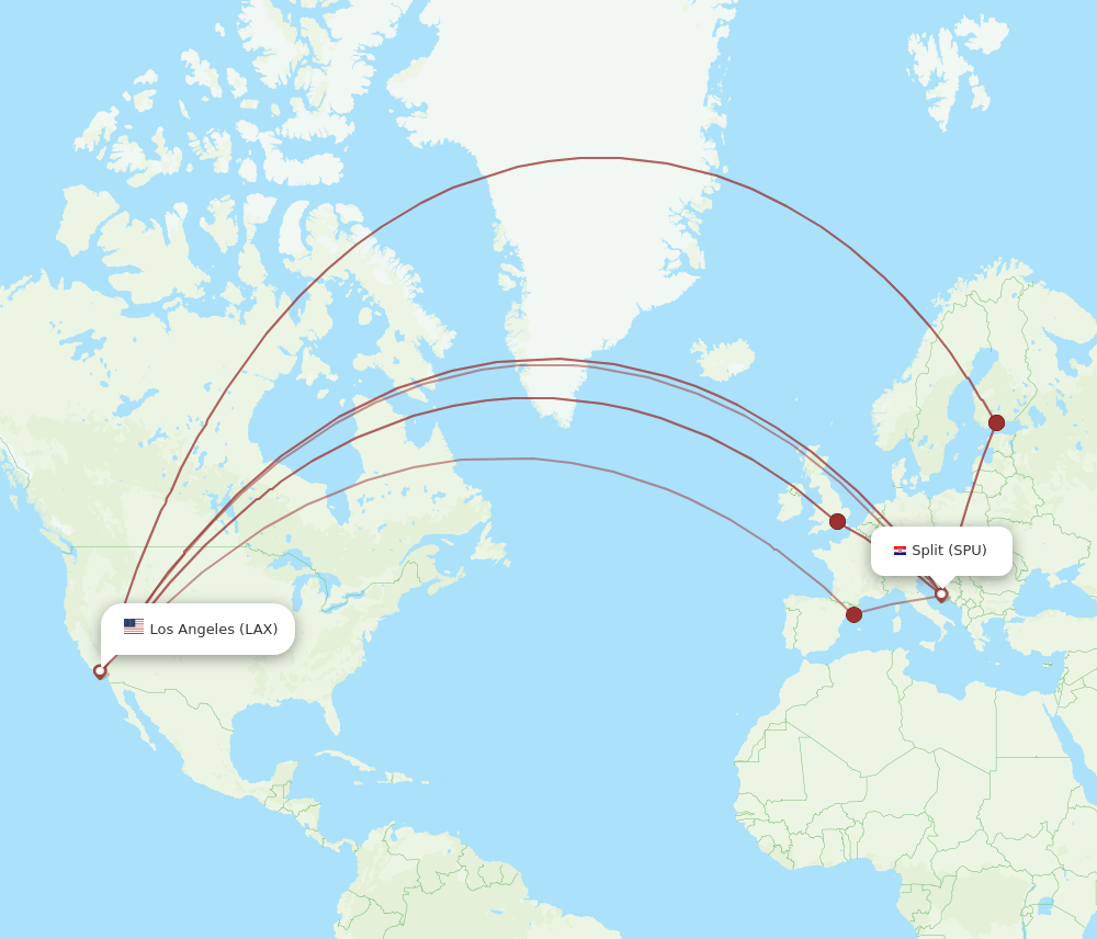 SPU-LAX flight routes