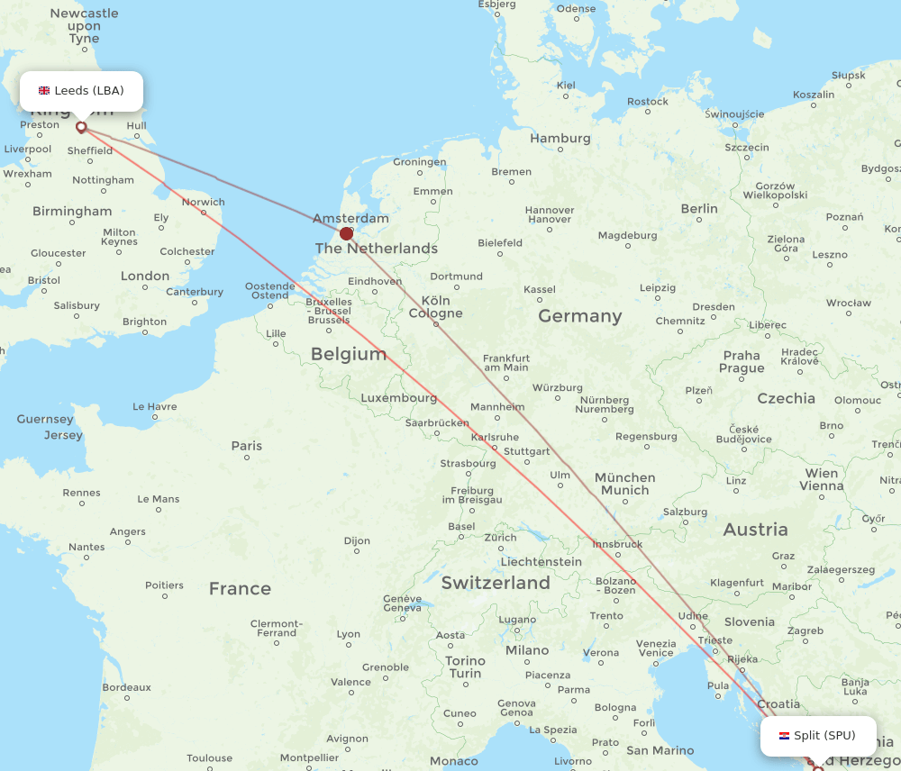 SPU-LBA flight routes