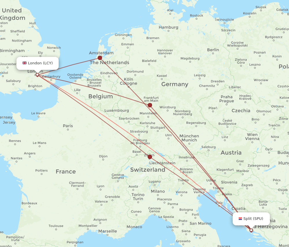 SPU to LCY flights and routes map