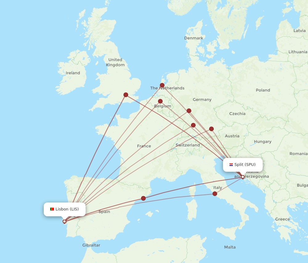 SPU-LIS flight routes