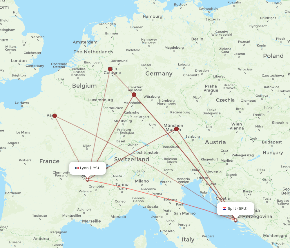 SPU-LYS flight routes