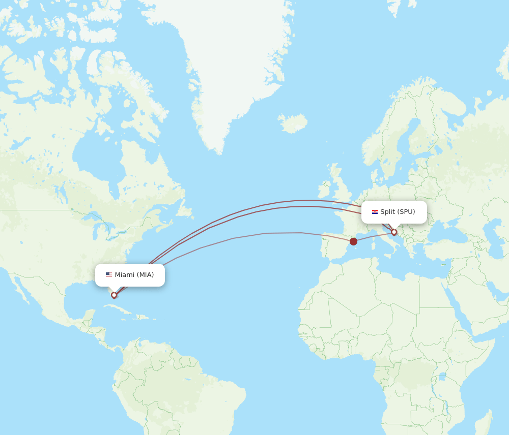 SPU to MIA flights and routes map