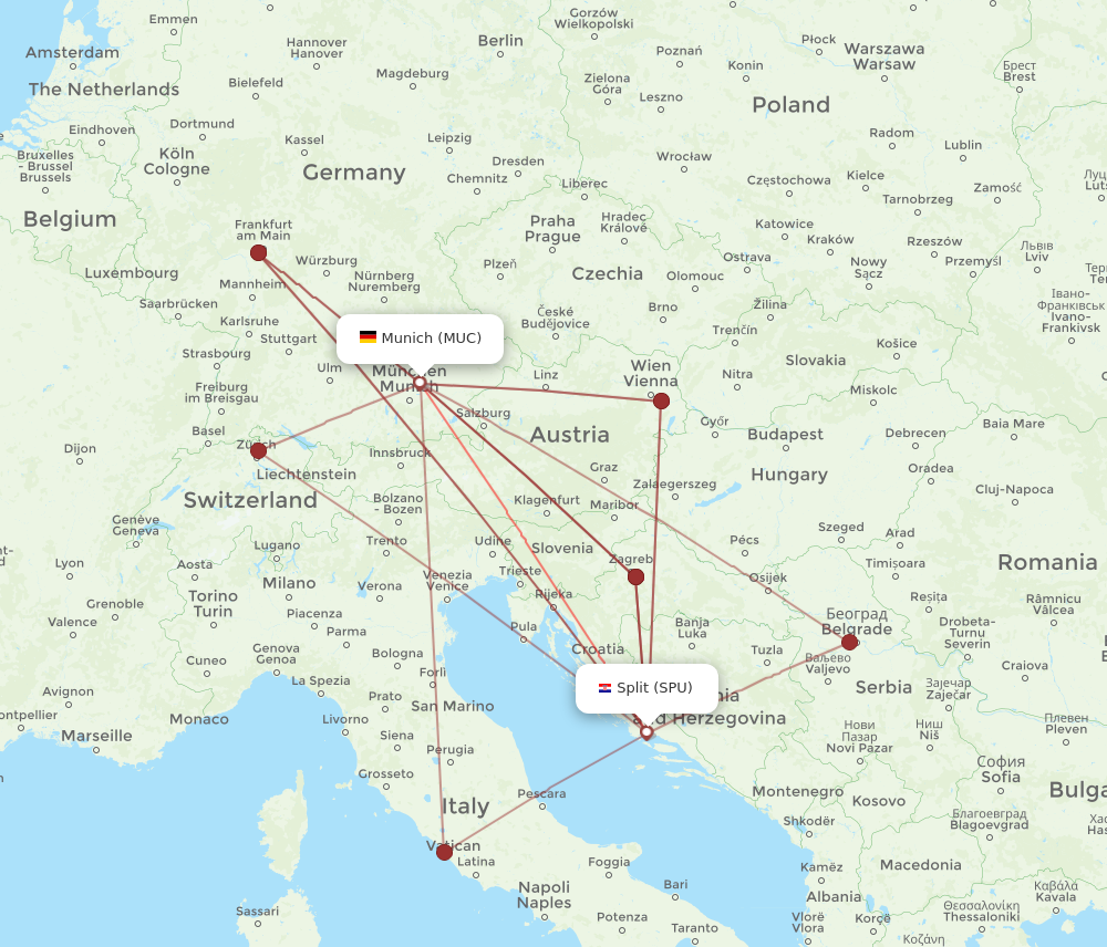 SPU to MUC flights and routes map