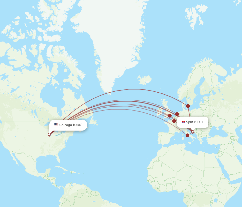 SPU-ORD flight routes
