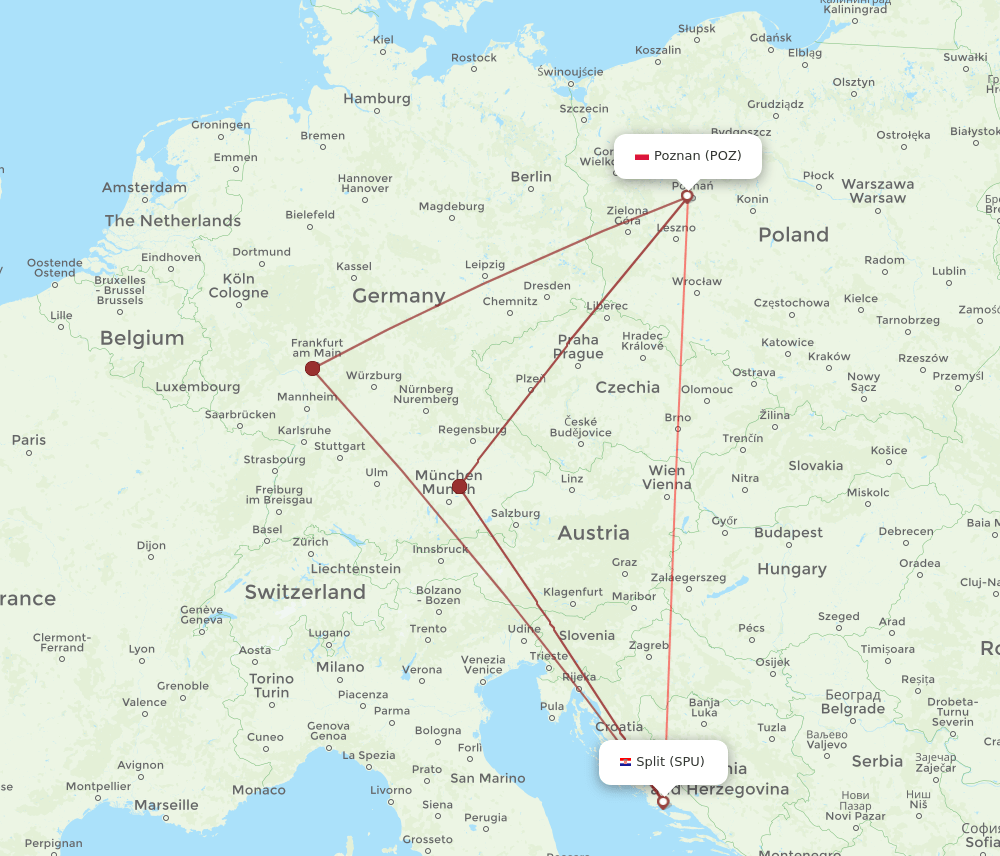 SPU-POZ flight routes