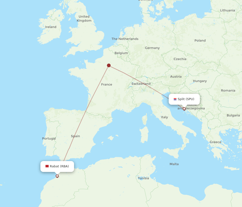 SPU-RBA flight routes