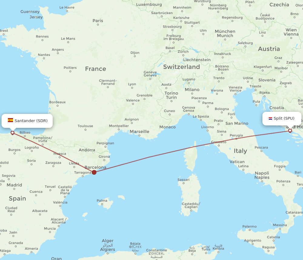 SPU to SDR flights and routes map